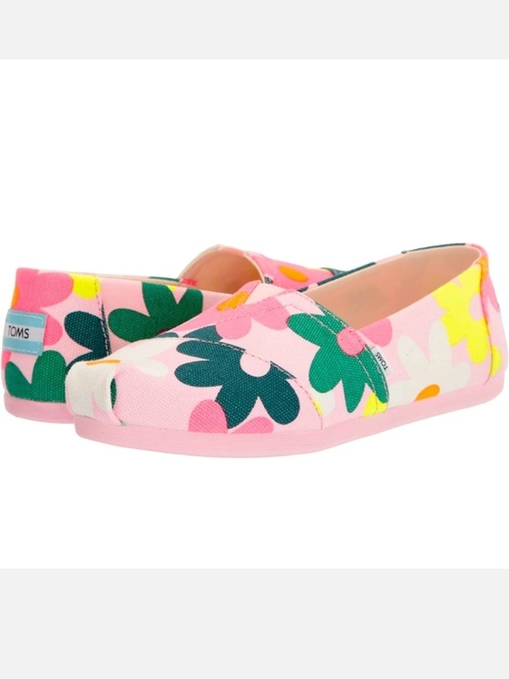TOMS Kids Pink Floral Slip-On Shoes